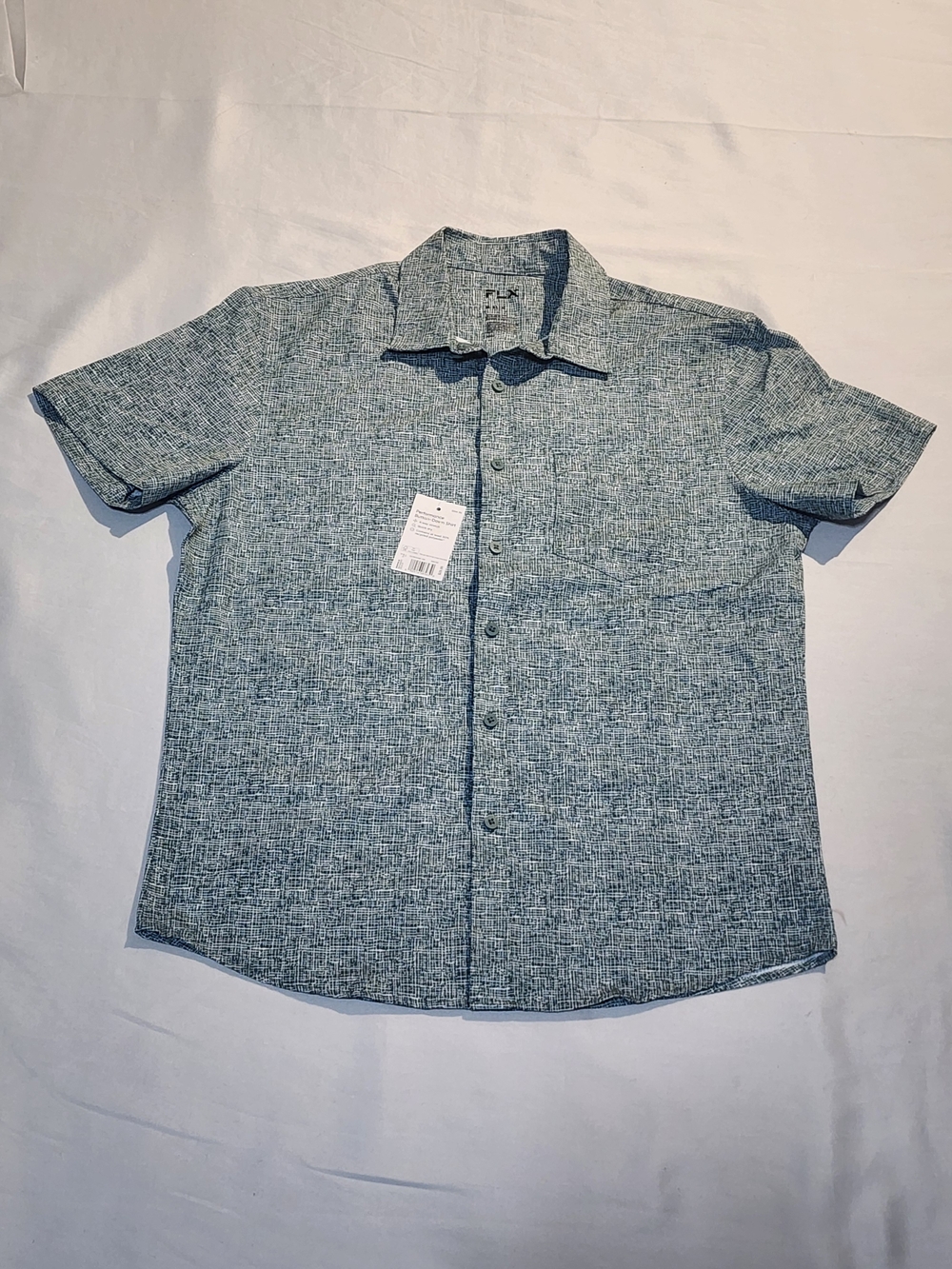 NWT Men's FLX Slim Fit Green And White Button Down Shirt Slim Fit Size M